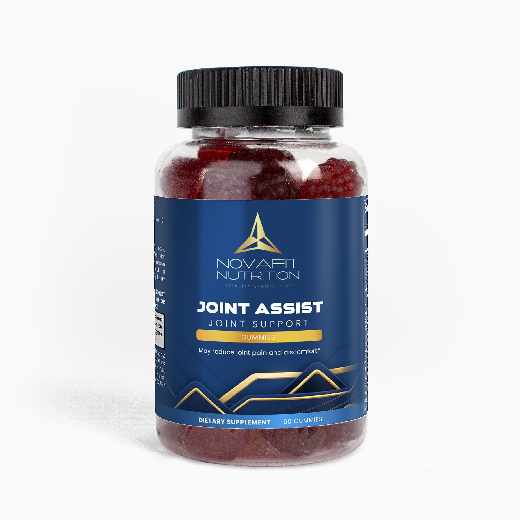 Joint Support Gummies (Adult): A bottle of premium joint health supplement. Enjoy improved joint flexibility and reduced discomfort with delicious gummies formulated specifically for adult joint support.