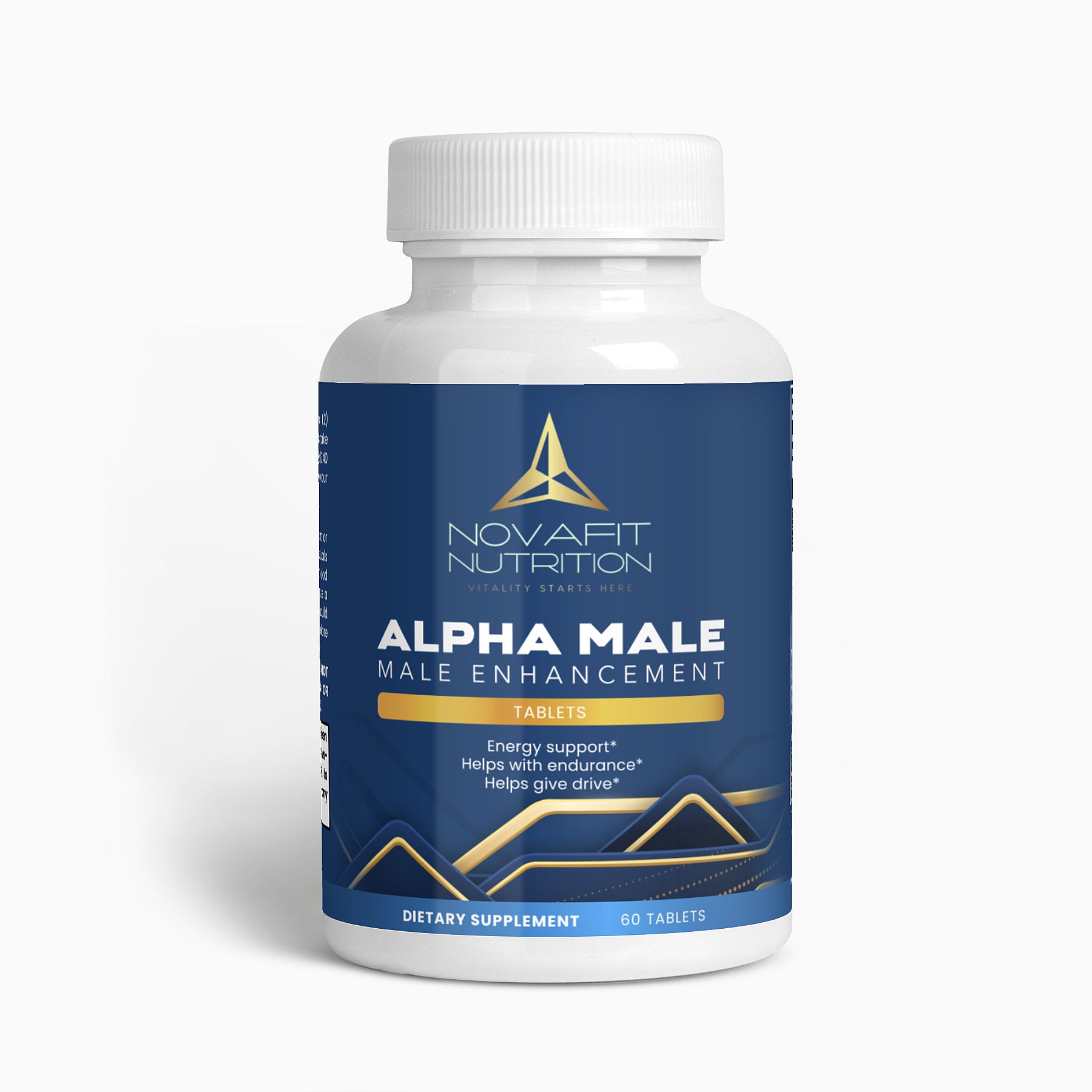 Alpha male supplement bottle with powerful ingredients to support men's overall well-being.