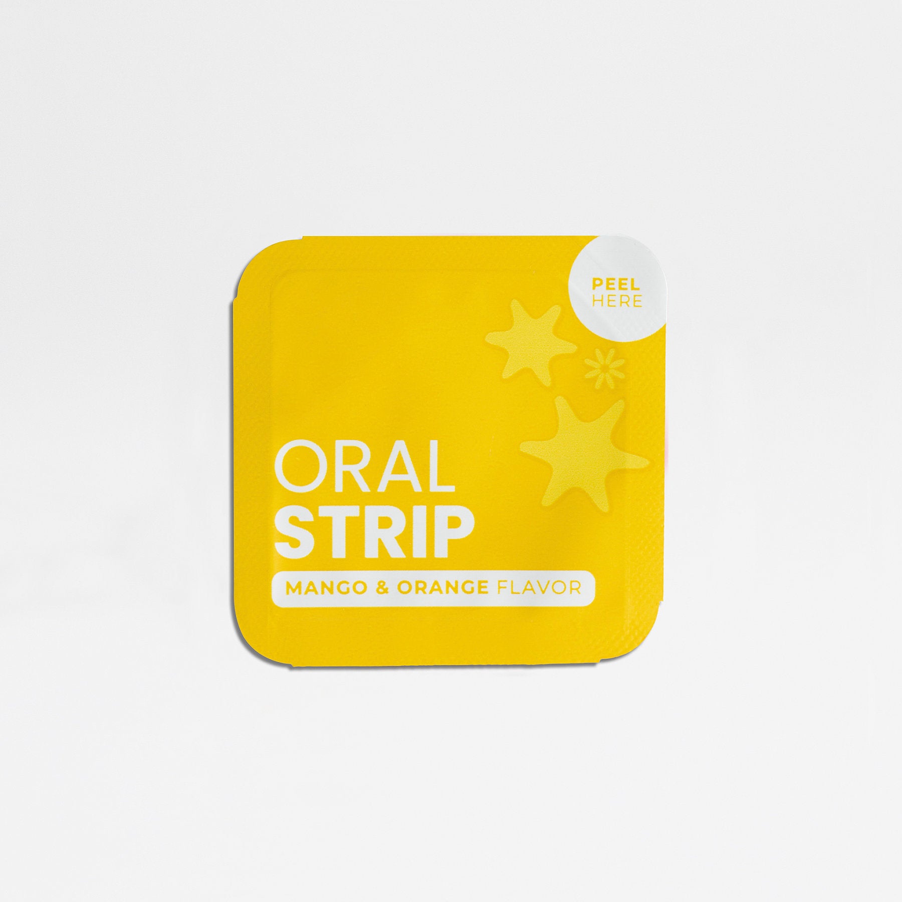 Mango and orange flavored oral strip provides hangover relief using natural ingredients, effectively easing headaches and fatigue.