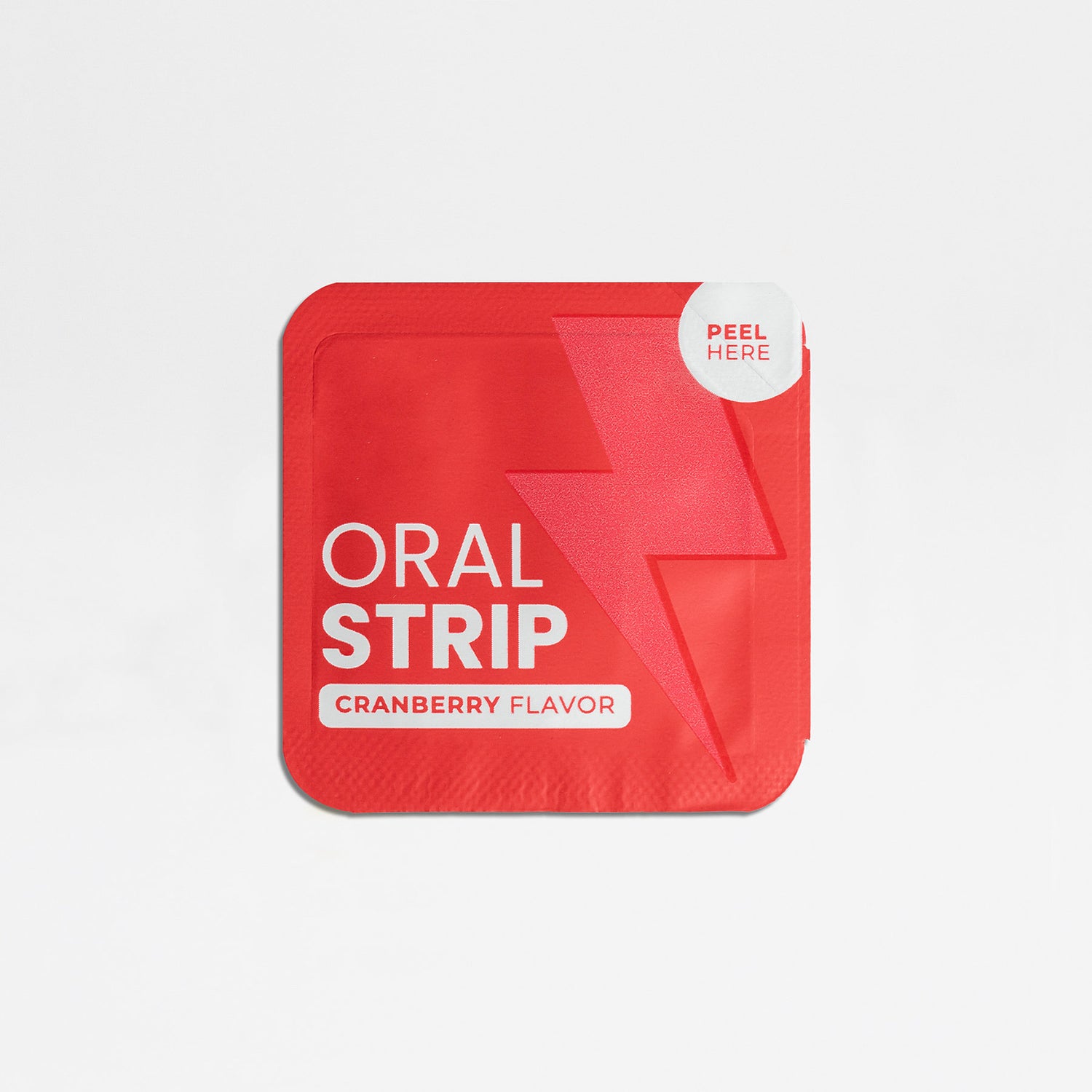 Red Oral strip with cranberry flavor - a refreshing and energizing solution to combat midday fatigue and enhance focus and productivity.