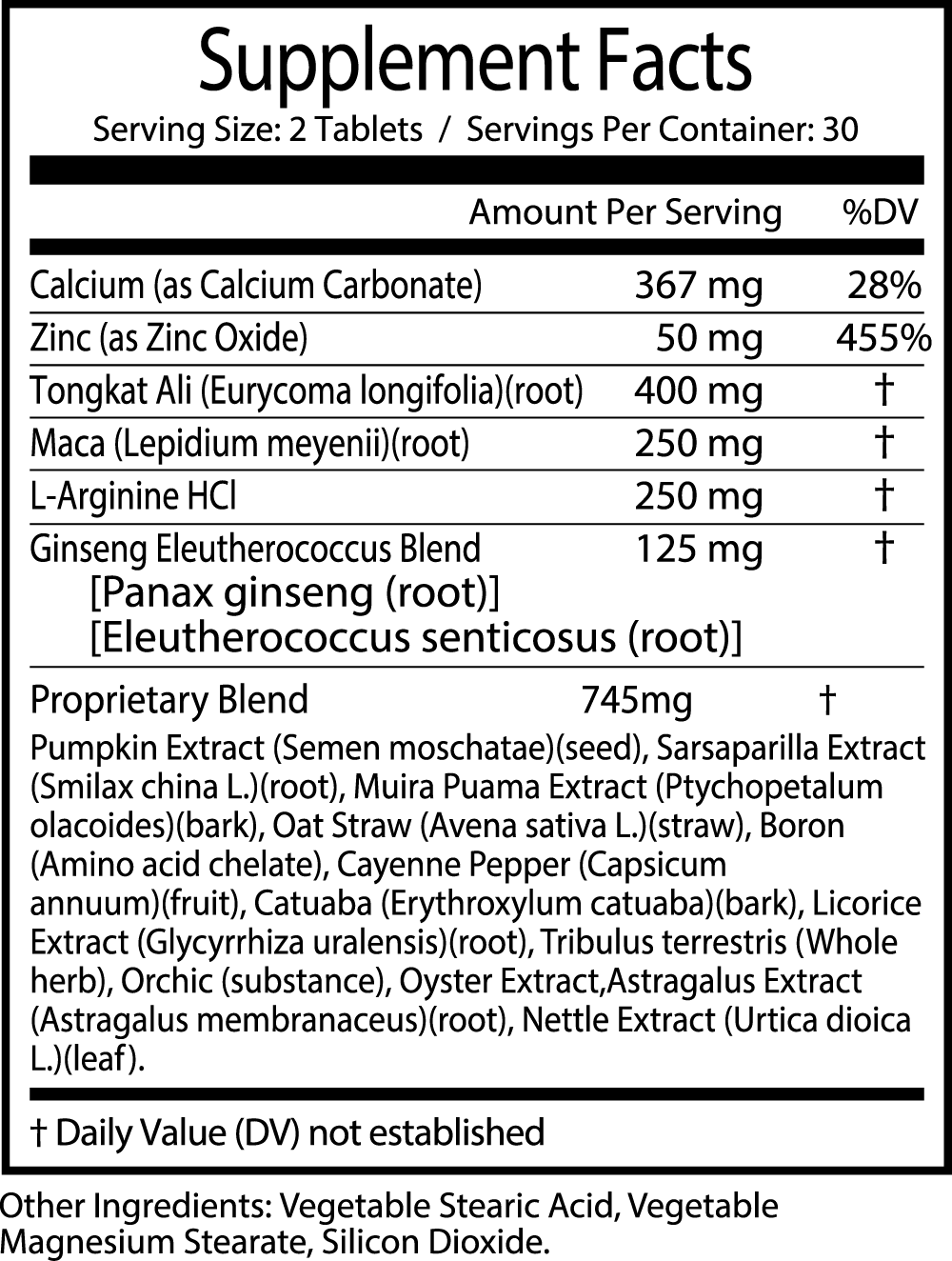 Novafit Nutrition Alpha Male Enhancements supplement label: Testosterone booster, vitality enhancer, male performance improver.