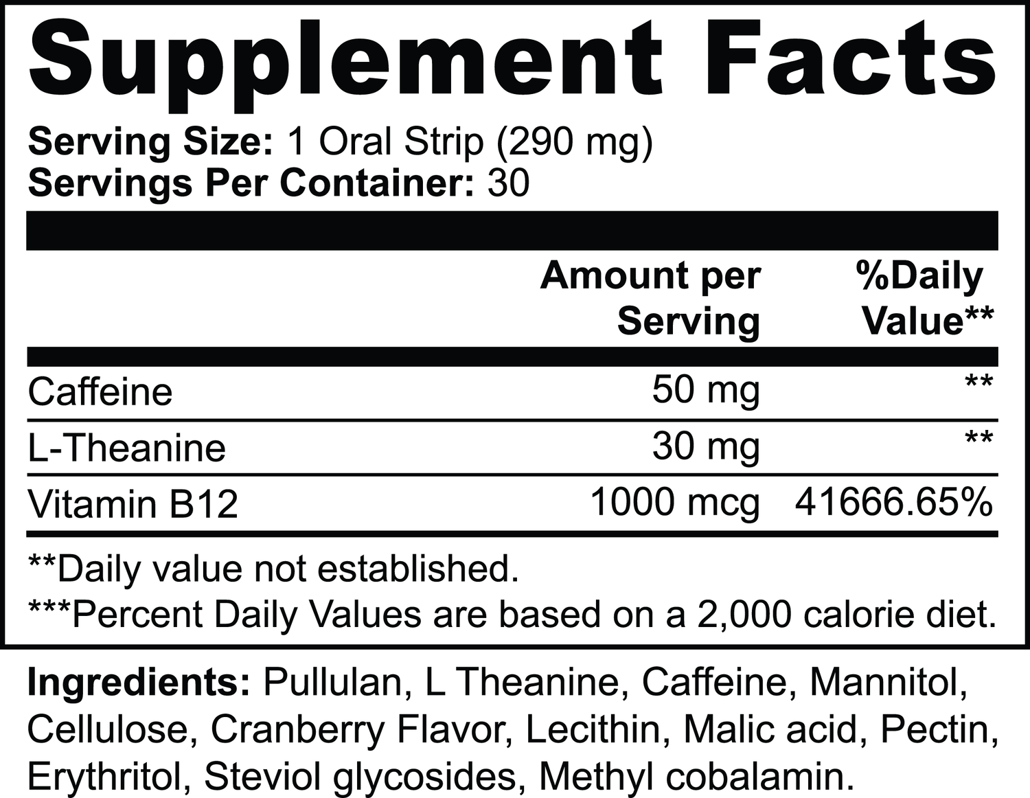 The supplement label displays ingredient details. Energy Strips offer natural ingredients for real results, ensuring maximum potency and effectiveness.