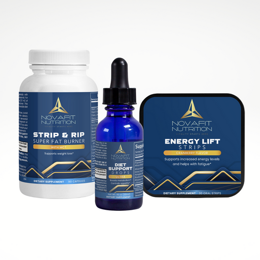 Weight loss support: Energy lift supplement and bottle from Get Lean Bundle - boost metabolism, curb cravings, promote fat loss.