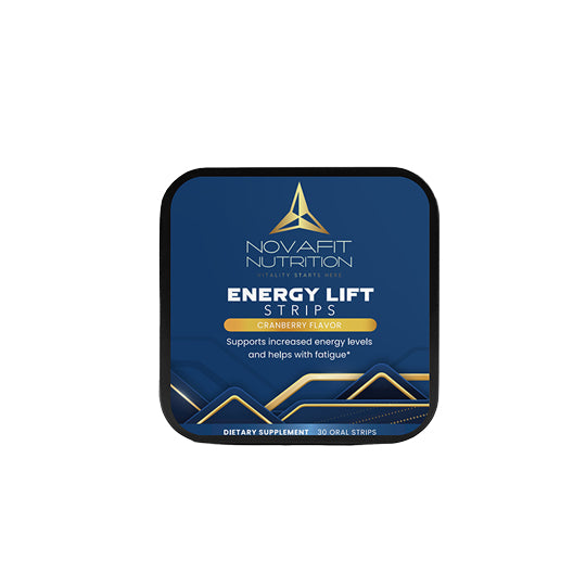 A box of Energy Lift by Novafit Nutrition: Enhance endurance and stamina with our convenient energy strips.